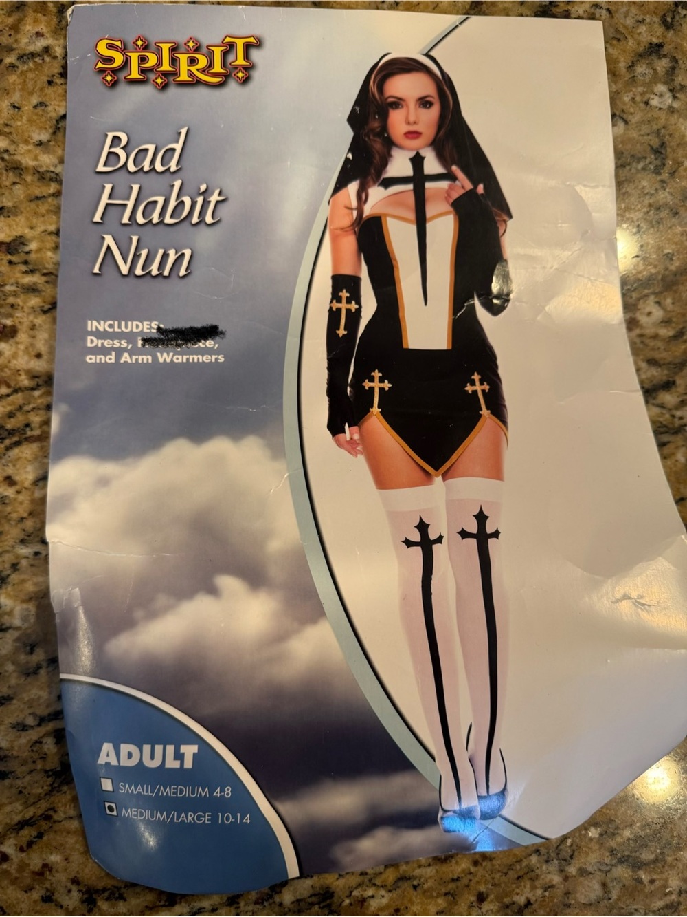 Spirit Halloween "Bad Habit Nun" adult costume medium/large *no headpiece